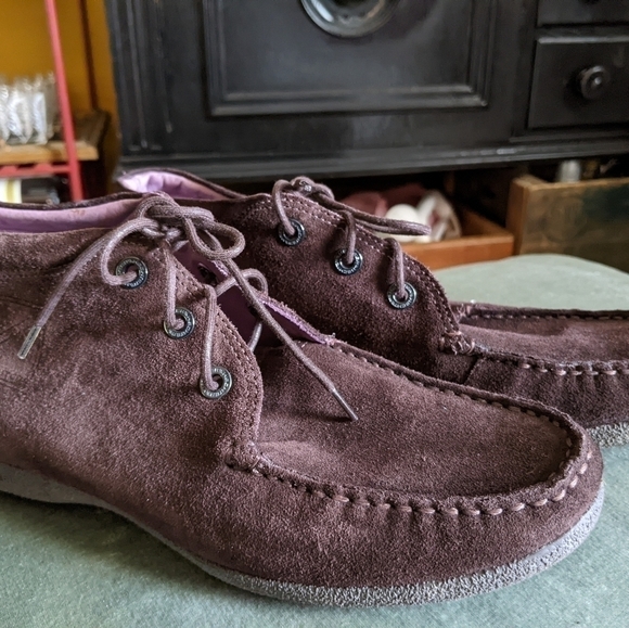 Daniel Hechter Brown Suede Lace Up Ankle Boots Women 7.5 Gorpcore - Picture 8 of 13